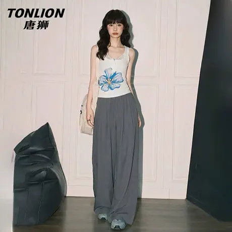 唐狮官方阔腿山本裤女2026新款春夏垂感显瘦直筒裤宽松休闲裤子VC图片