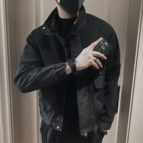 工装夹克春秋季2023爆款个性拼接口袋设计感痞帅休闲潮牌秋装外套商品大图