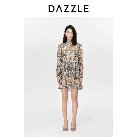 DAZZLE地素奥莱 雪纺法式衬衫连衣裙两件套女2D3O6096U商品大图