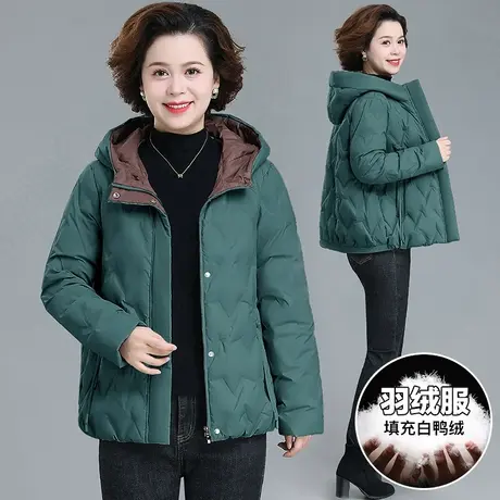 中老年妈妈加厚羽绒服外套95%白鸭绒2023新款时尚蓬松感外衣冬装商品大图