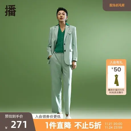 播夏季新款西装翻领袋盖装饰简约通勤西装女BDO7XD9069商品大图