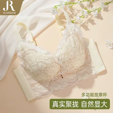六月玫瑰内衣女小胸聚拢性感蕾丝法式文胸无钢圈收副乳防下垂新款商品大图