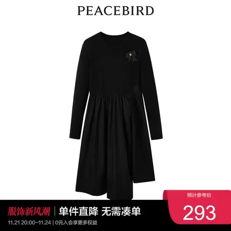 太平鸟时尚冬季新款气质拼接连衣裙A1FAC4336奥莱图片