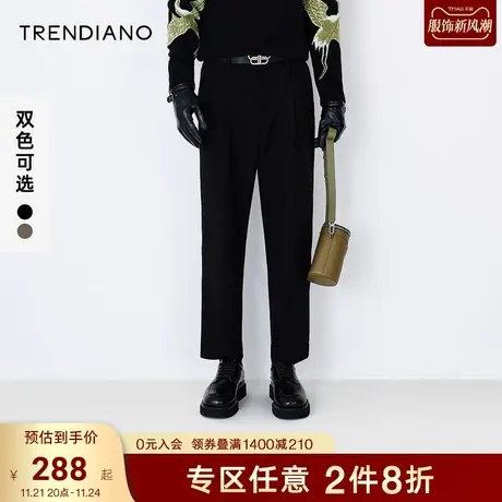 TRENDIANO潮牌春夏季新款褶裥宽松锥形长裤男青年直筒休闲西裤图片