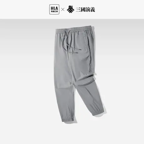 HLA/海澜之家三国演义轻薄休闲裤夏季棋盘格印花松紧腰弹力裤子男图片
