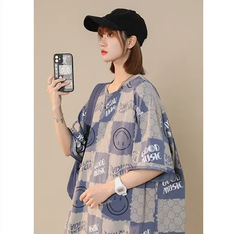 短袖女宽松韩版潮oversize女夏装美式复古t恤上衣设计感女小众图片