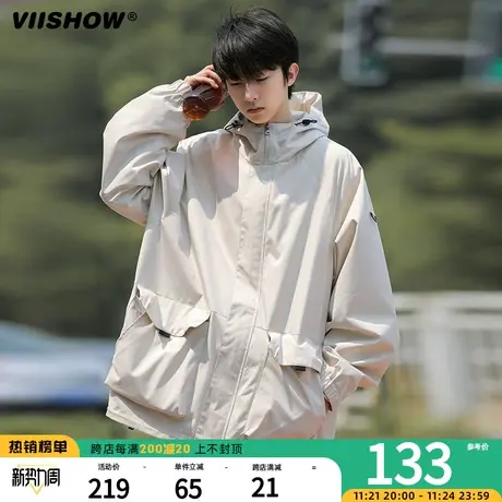 VIISHOW夹克男户外工装连帽外套三防日系机能宽松户外冲锋夹克图片