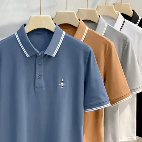 冰丝珠地棉 2023夏季新款刺绣polo衫男士短袖t恤男装夏装体恤上衣商品大图