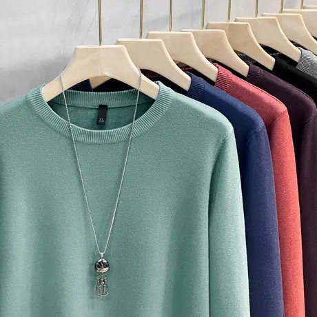 2025春秋新款纯色针织打底衫男内搭线衣男圆领针织毛衣男韩版爆款商品大图