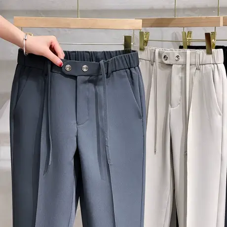 抗皱锥形修身小西裤男士宽松直筒九分西装裤商务春秋休闲长裤子男商品大图