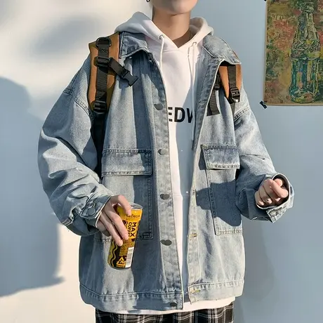 牛仔外套男士秋季潮牌宽松工装休闲夹克春秋款港风潮牌上衣服男款商品大图