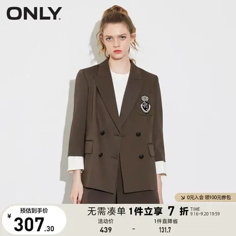 ONLY奥莱夏季时尚百搭学院风拼接袖口西服外套女商品大图