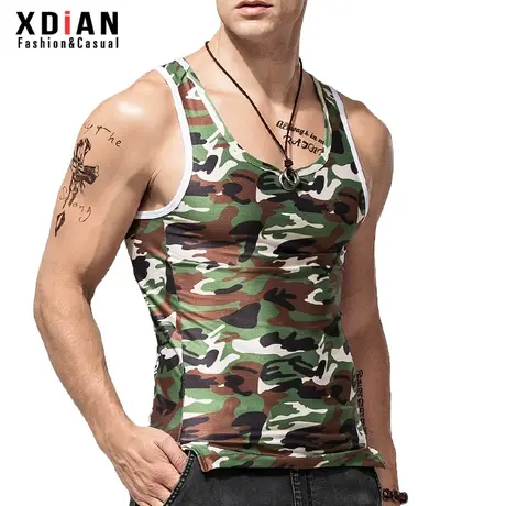 续点 迷彩背心男潮牌夏季无袖紧身运动健身男士外穿个性潮流韩版商品大图