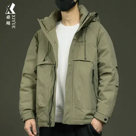 希越户外连帽棉衣男2023新款冬季保暖加厚宽松大码男士冲锋衣外套商品大图