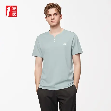 海一家时尚休闲短T2023夏季新款清新简约印花青年男士短袖T恤商品大图