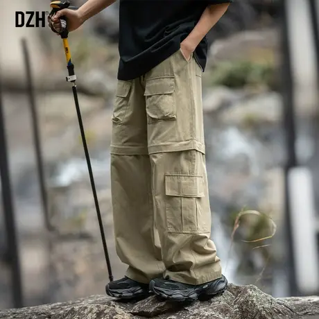 男生卡其色户外工装裤男春季新款裤子宽松直筒男款阔腿裤休闲裤潮商品大图