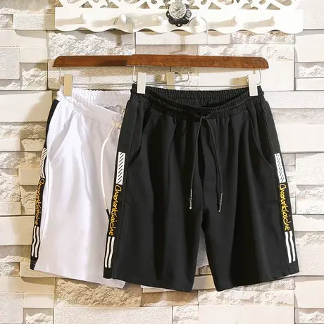 夏季短裤男士沙滩韩版潮流字母刺绣短裤大码休闲裤五分裤宽松薄款商品大图