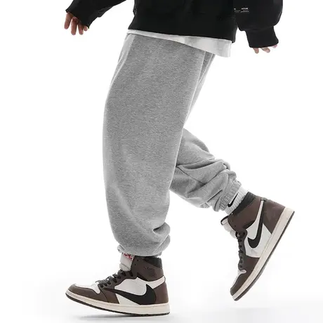 Nuthink宽松纯色美式卫裤男潮牌冬季加绒大码男裤裤子男款长裤潮商品大图