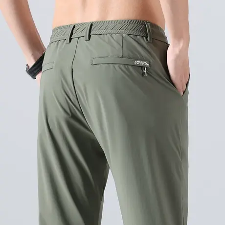 男款冰丝休闲裤夏季薄款男士弹力宽松紧腰运动2023新款夏款男裤子商品大图