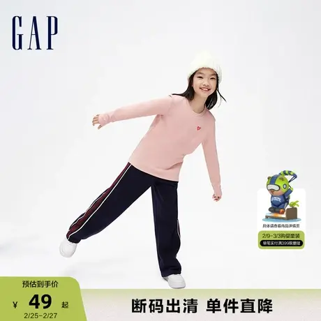 【断码优惠】Gap女童春秋LOGO宽松长袖T恤儿童装洋气上衣837210商品大图