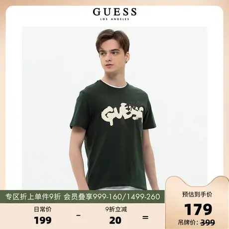 GUESS23新男士纯色百搭休闲圆领短袖重磅T恤上衣-M3GI59K9RM1图片
