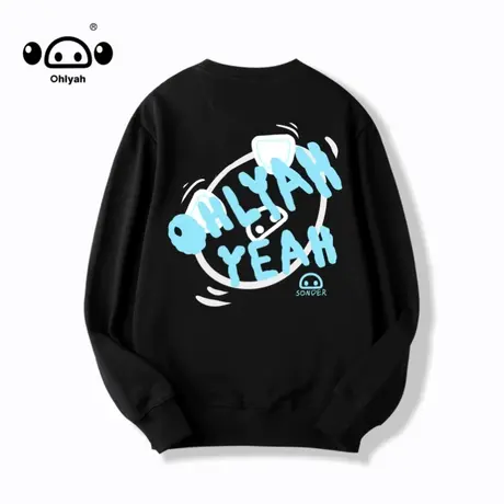 简约潮牌秋冬运动圆领卫衣女中性风纯棉学生宽松套头外套工装订做商品大图