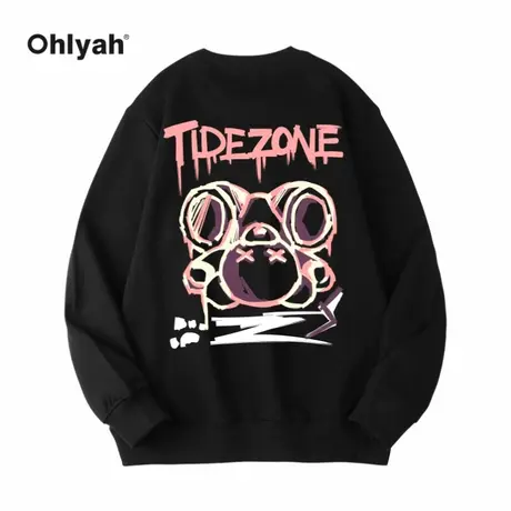 Ohlyah美式复古卫衣女春秋款2022新款宽松百搭潮牌休闲圆领上衣商品大图