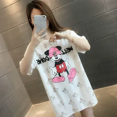 纯棉短袖T恤女装宽松2023年新款秋季洋气中长款设计感打底衫爆款商品大图