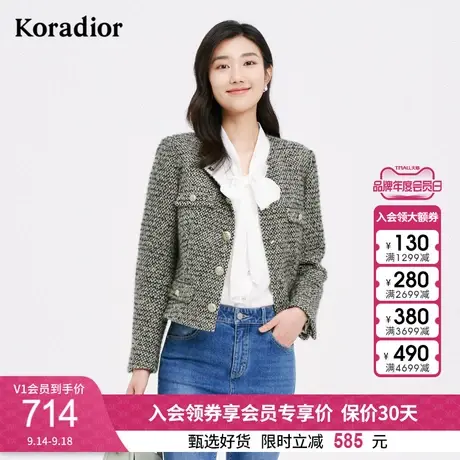 珂莱蒂尔气质时尚优雅小香风粗花呢短外套女上衣2023年秋季新款图片
