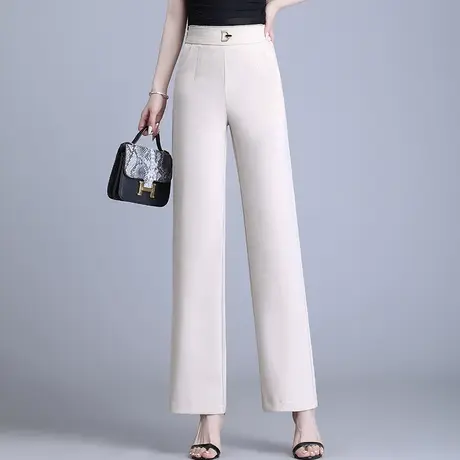 松紧高腰阔腿裤女夏季薄款小个子显瘦直筒长裤垂感拖地宽松休闲裤图片