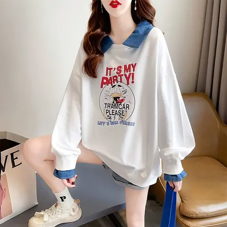 早秋装卫衣女春秋季韩版宽松设计感小众薄款小个子假两件上衣外套商品大图