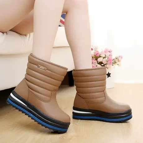 东北加厚雪地靴女短筒棉鞋女高帮冬季加厚厚底防水防滑户外棉靴子图片