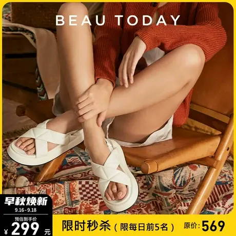 BeauToday厚底凉鞋2023年女新款松糕鞋平底女ins潮罗马鞋时装凉鞋商品大图