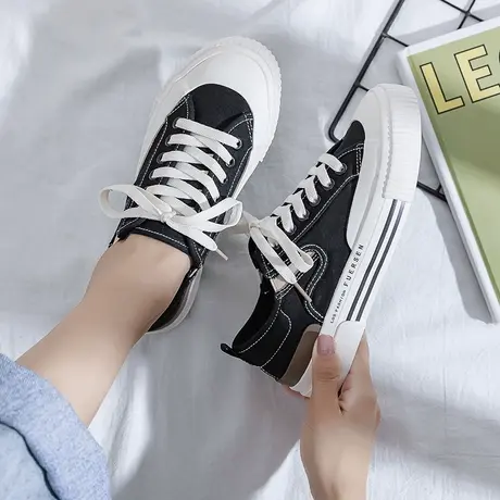 帆布鞋女韩版ulzzang超火2021夏季新款原宿百搭平底休闲ins潮板鞋商品大图