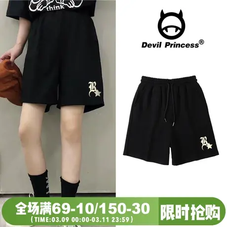韩系百搭黑色ins风学生五分短裤女休闲阔腿显瘦ulzzang高街直筒裤图片