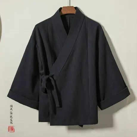 中国风禅服男棉麻改良汉服外套秋冬新款居士服禅修服加厚斜襟夹克图片