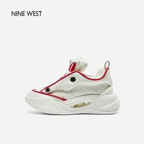 Nine West/玖熙撞色层次感厚底老爹鞋女春季新款圆头系带休闲鞋商品大图
