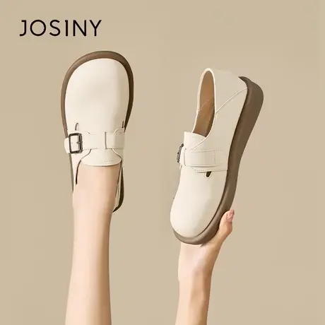 Josiny/卓诗尼一鞋两穿~可踩脚复古百搭平底小皮鞋女夏季时尚单鞋商品大图