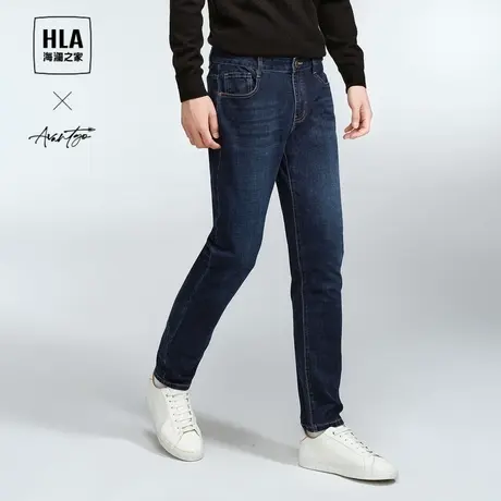 HLA/海澜之家轻商务经典系列牛仔裤2023秋季新款微弹水洗裤子男商品大图