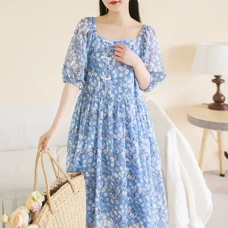 胖妹妹夏季2023新款国风韵味气质旗袍连衣裙 加大码飘逸仙气裙子商品大图