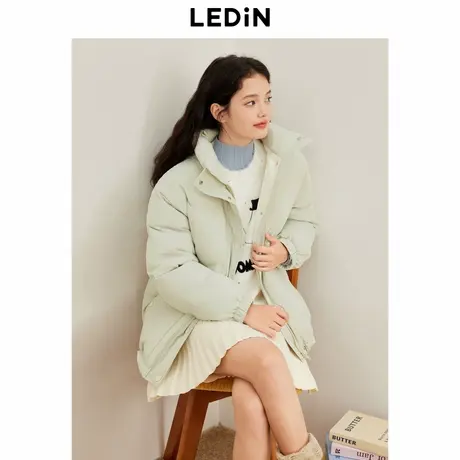 乐町面包羽绒服女冬季新款撞色设计连帽保暖加厚羽绒外套商品大图