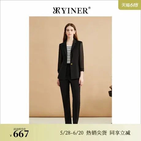 YINER音儿专选秋季一手长立体腰线休闲西装短外套商品大图