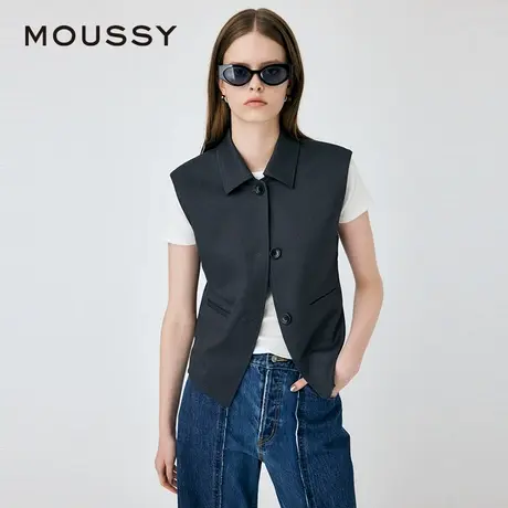 MOUSSY 夏季新品时髦老钱风小翻领叠穿马甲外套010HAS30-1651图片
