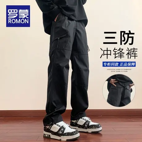 罗蒙冲锋裤男款春秋款直筒2025新款三防工装男裤宽松休闲裤子男士图片