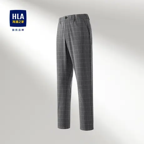【奥莱清仓】HLA/海澜之家23夏格纹休闲裤稳重大方直筒中腰长裤商品大图