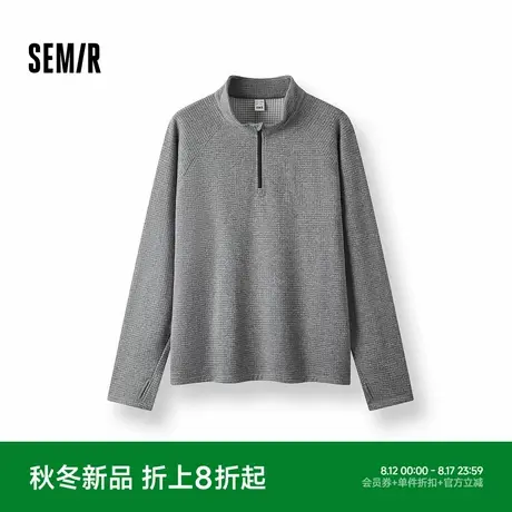 森马长袖T恤男吸湿速干户外运动半高领上衣摇粒绒2025冬新款内搭图片