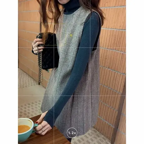 大码毛呢背心裙秋冬小个子小香风毛衣毛呢裙中长款女羊毛马甲裙图片