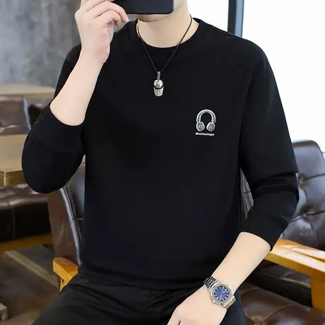 2025秋冬新款男士长袖T恤打底衫个性男装上衣服潮流休闲帅气卫衣商品大图