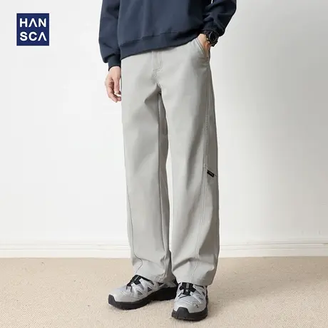 hansca山系户外潮牌拼接休闲裤男2025秋季新款290g重磅直筒长裤子商品大图