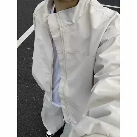 白色cleanfit短款工装外套男秋季美式飞行夹克重磅三防立领冲锋衣商品大图